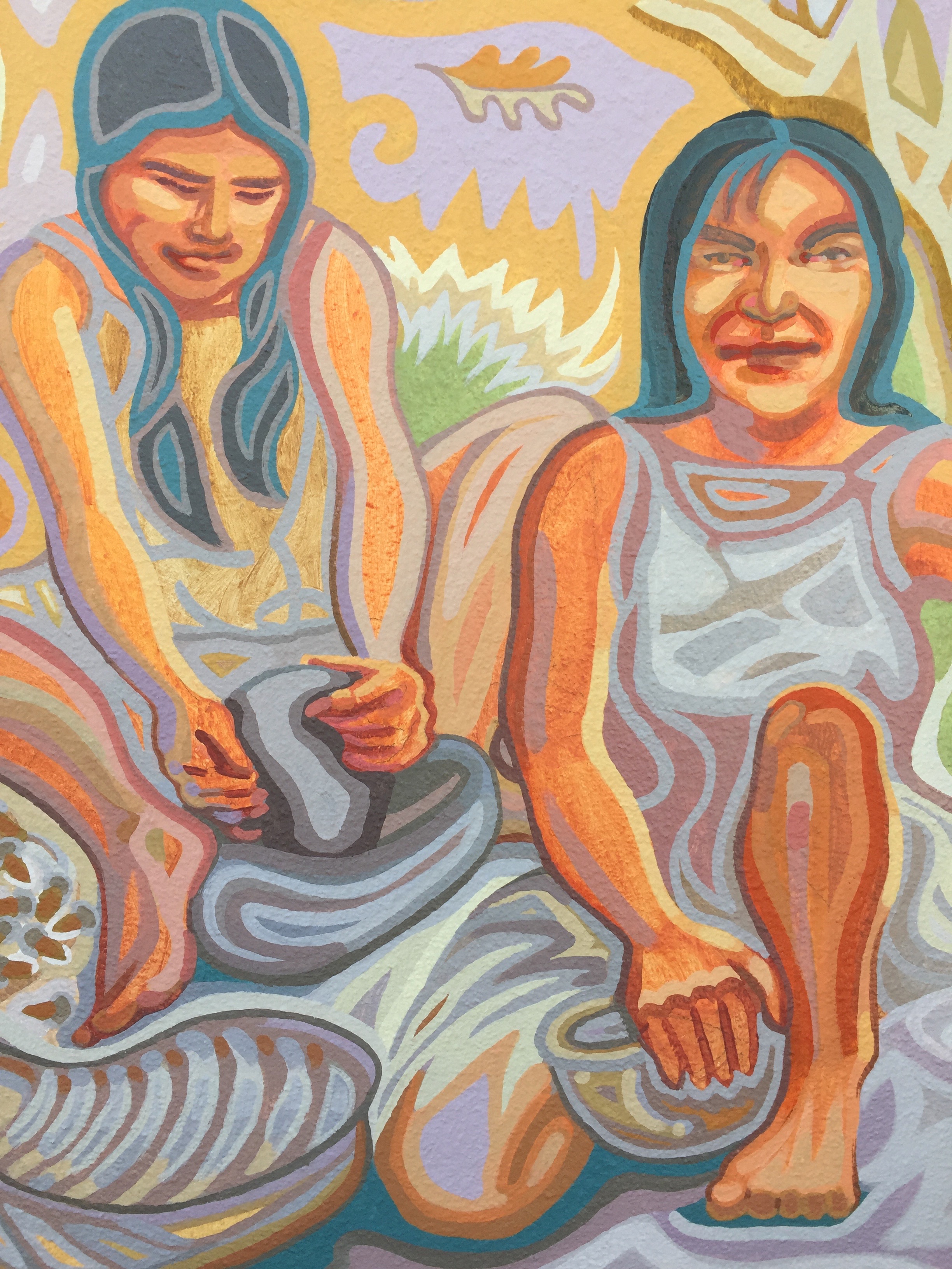 Native women processing acorns.